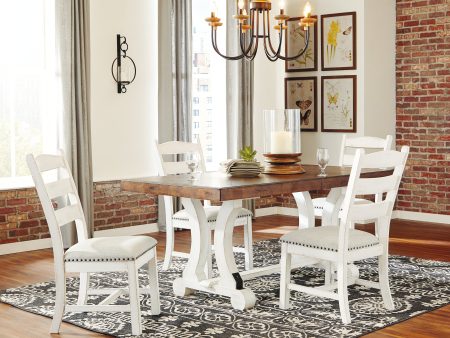 Valebeck Dining Table and 4 Chairs in White Brown on Sale