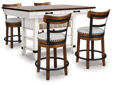 Valebeck Counter Height Dining Table and 4 Barstools in White Brown For Discount