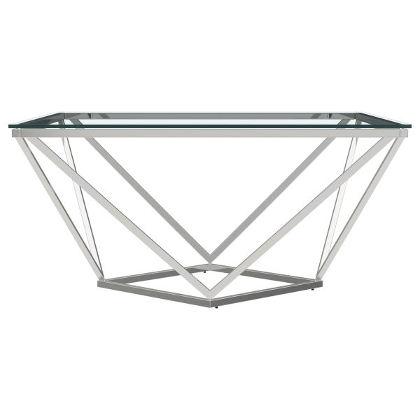 Brittania Square Glass Top Geometric Coffee Table Nickel on Sale