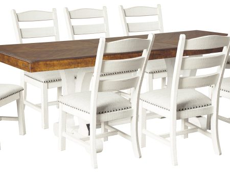 Valebeck Dining Table and 8 Chairs in White Brown For Cheap