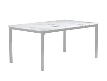 Athena Chrome Rectangle Dining Table with Marble Top Discount