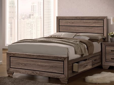 Kauffman California King Storage Bed Washed Taupe Cheap