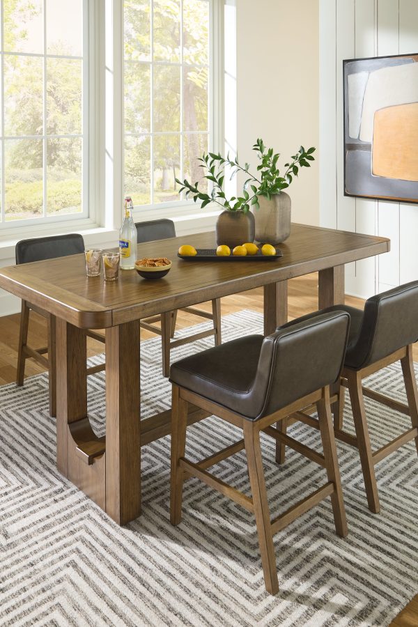 Cabalynn Counter Height Dining Table and 4 Barstools in Light Brown Discount