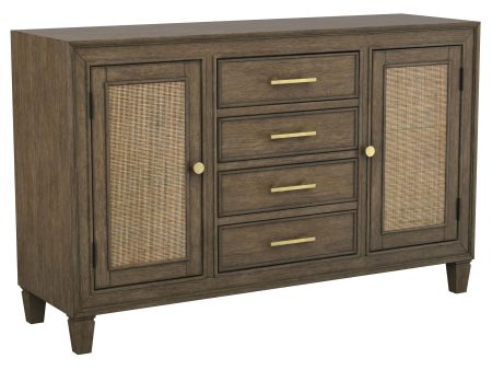 Matisse 4-drawer Dining Sideboard Buffet Cabinet with Rattan Cabinet Doors Brown Fashion