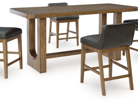 Cabalynn Counter Height Dining Table and 4 Barstools in Light Brown Discount