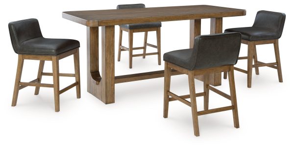 Cabalynn Counter Height Dining Table and 4 Barstools in Light Brown Discount