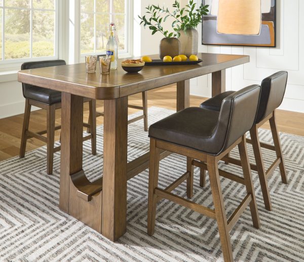 Cabalynn Counter Height Dining Table and 4 Barstools in Light Brown Discount