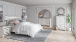 Altyra Queen Panel Bed with Mirrored Dresser, Chest and 2 Nightstands in White For Cheap