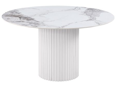 Acadia Round 53-inch Sintered Stone Top Dining Table White Supply