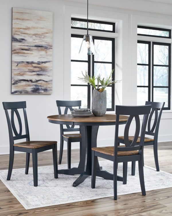 Landocken Dining Table and 4 Chairs in Brown Blue Online Hot Sale