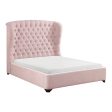 Cameo Pink Full Upholstered Wingback Bed Hot on Sale