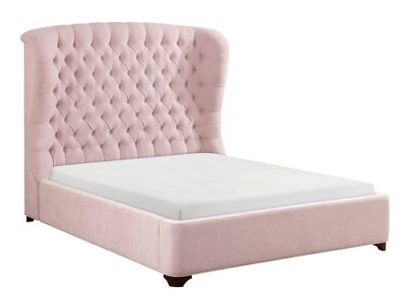 Cameo Pink Full Upholstered Wingback Bed Hot on Sale