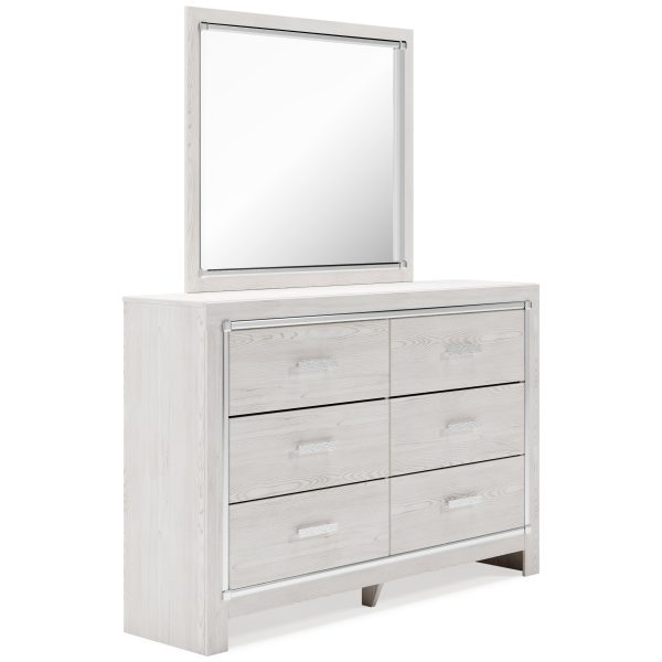 Altyra Queen Panel Bed with Mirrored Dresser, Chest and 2 Nightstands in White For Cheap