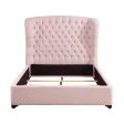 Cameo Pink Full Upholstered Wingback Bed Hot on Sale