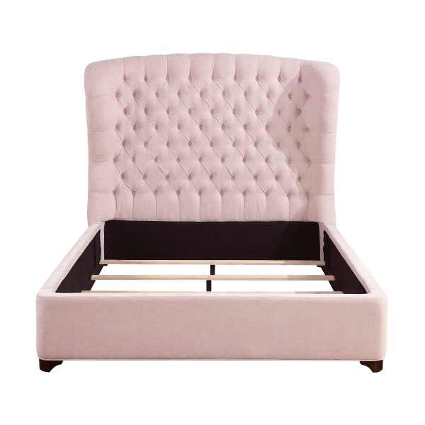 Cameo Pink Full Upholstered Wingback Bed Hot on Sale