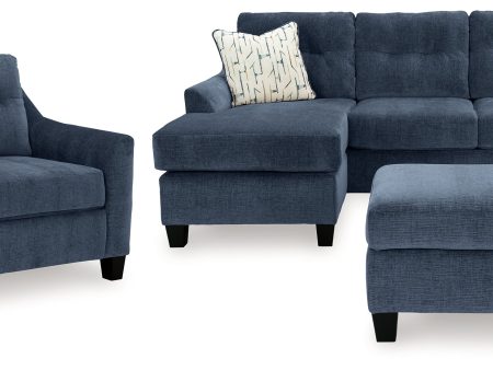 Amity Bay Sofa Chaise, Chair, and Ottoman in Ink Fashion