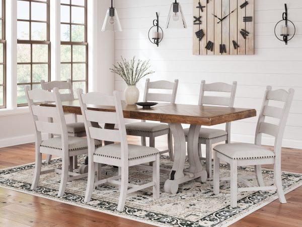 Valebeck Dining Table and 8 Chairs in White Brown For Cheap