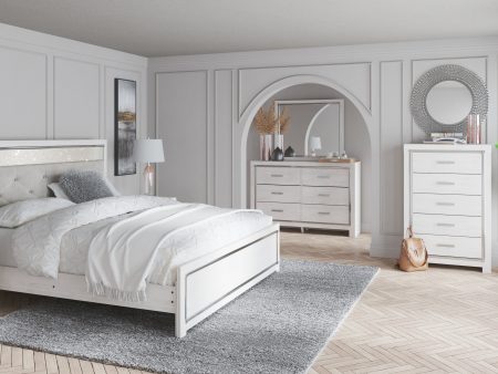 Altyra King Panel Bed with Mirrored Dresser and 2 Nightstands in White Online now