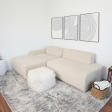 Mar Cream Velvet RAF Sectional For Cheap