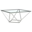 Brittania Square Glass Top Geometric Coffee Table Nickel on Sale