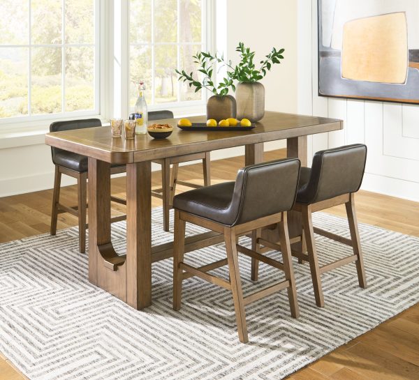 Cabalynn Counter Height Dining Table and 4 Barstools in Light Brown Discount