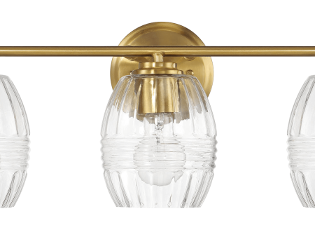 Luster Three Lights Vanity With Clear Glass for Bathrooms above Mirror  Wall Lamp - Satin Brass For Cheap