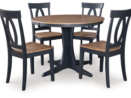 Landocken Dining Table and 4 Chairs in Brown Blue Online Hot Sale