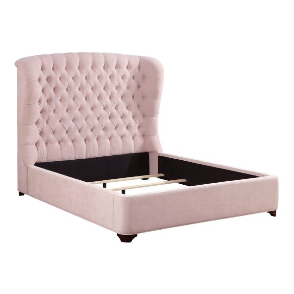 Cameo Pink Full Upholstered Wingback Bed Hot on Sale