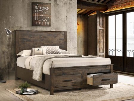 Woodmont California King Storage Bed Rustic Golden Brown Discount