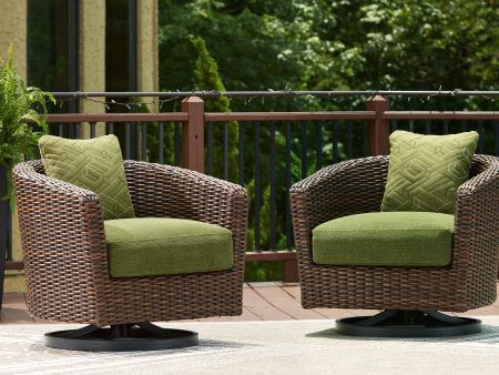 Horizon Hall Brown Green Outdoor Swivel Lounge Chair with Cushion Hot on Sale