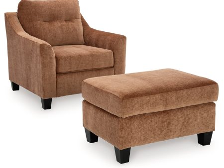 Amity Bay Chair and Ottoman in Clay For Discount