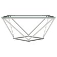 Brittania Square Glass Top Geometric Coffee Table Nickel on Sale