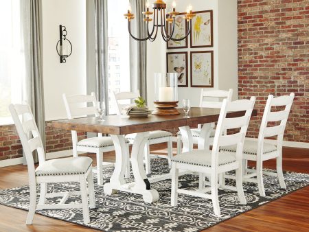 Valebeck Dining Table and 6 Chairs in White Brown For Sale